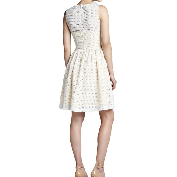 FRENCH CONNECTION Eyelet Dress with Yellow Contrast Underlay. Size:  2 - Picture 2 of 14